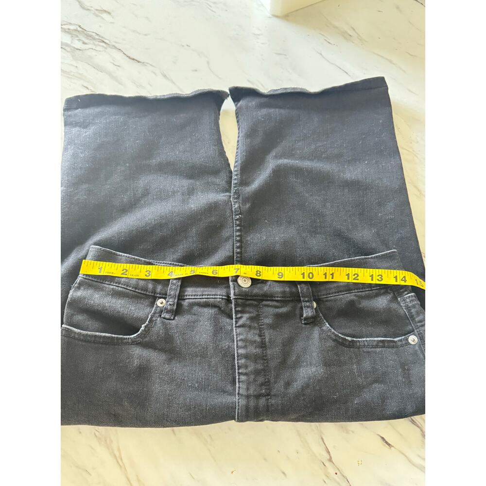 Banana Republic Womens Black Denim Midi Skirt Middle Split SIZE 6 Grunge Punk - Picture 5 of 6